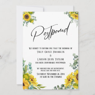 Eucalyptus Sunflower Postponed Wedding Card