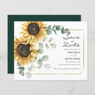 Eucalyptus Sunflower Save The Date Announcement