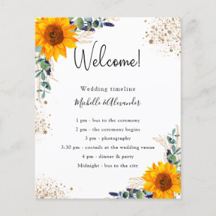 Eucalyptus sunflower wedding program details