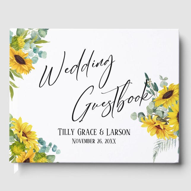 Eucalyptus Sunflowers Handwriting Guestbook (Front)