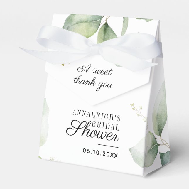 Eucalyptus Sweet Thank You Botanical Bridal Shower Favor Box (Front Side)