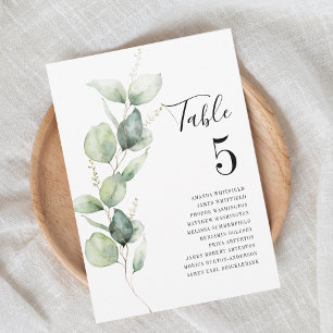 Eucalyptus Table Number 5 Wedding Seating