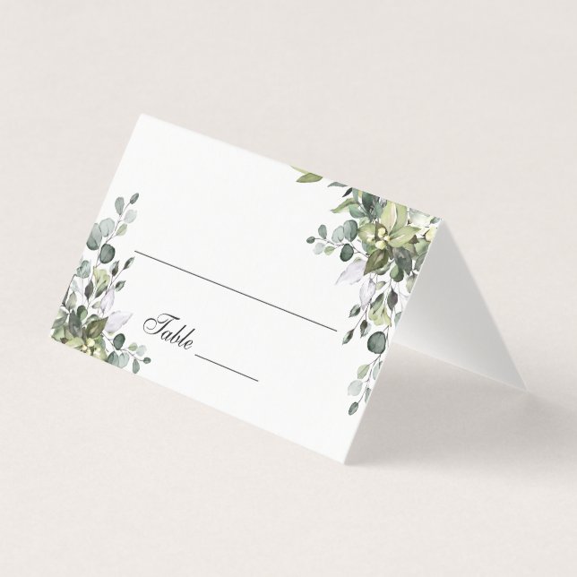 Eucalyptus Table Number and Name Place Cards (Front)