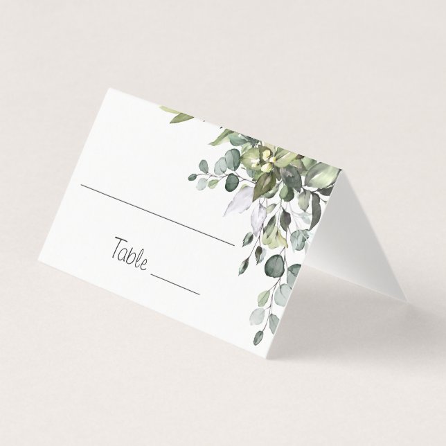 Eucalyptus Table Number and Name Place Cards (Front)