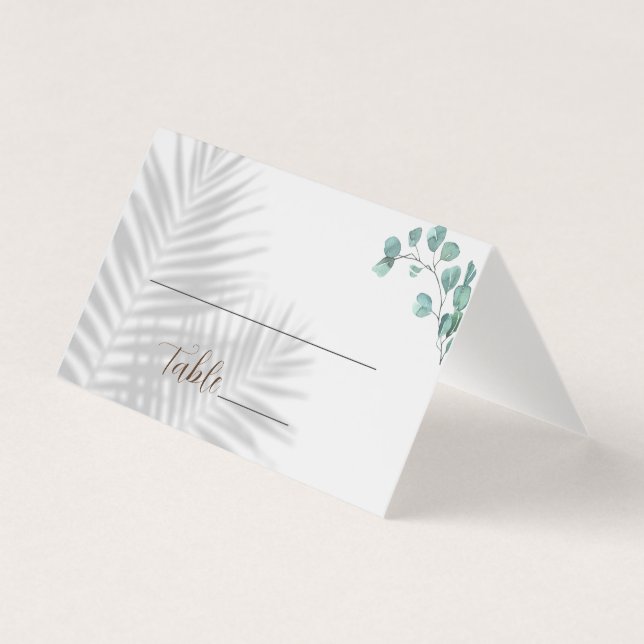 Eucalyptus Table Number and Name Place Cards (Front)