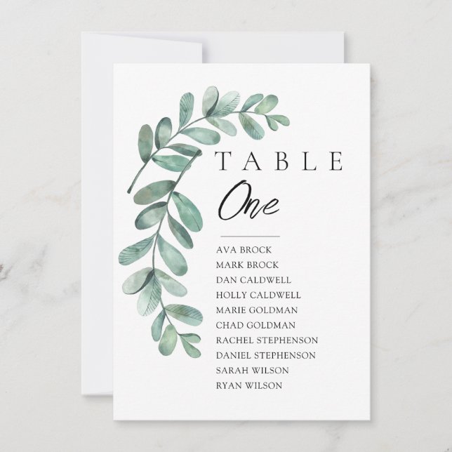 Eucalyptus Table Seating Chart Invitation (Front)