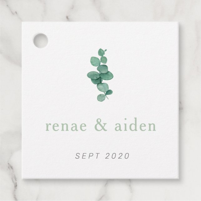 Eucalyptus tag, Minimal greenery Favour Tags (Front)