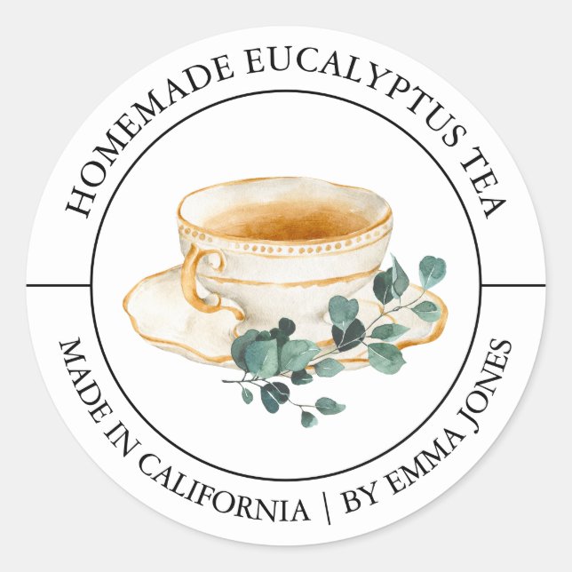 Eucalyptus Tea étiquette moderne (Devant)