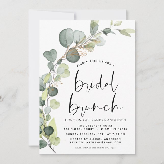 Eucalyptus Terracotta Bridal Brunch Shower Invitation (Front)