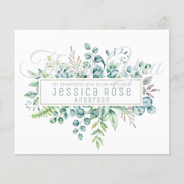 Eucalyptus THANK YOU Card - Text Both Sides (Front)
