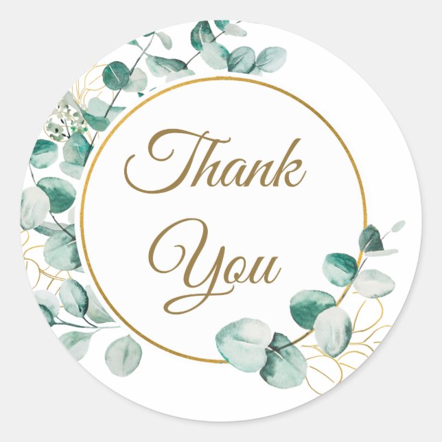 Eucalyptus Thank you Classic Round Sticker (Front)
