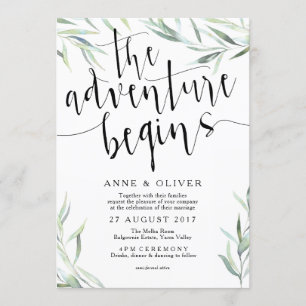 Eucalyptus The Adventure Begins Wedding Invitation