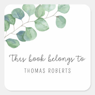 Eucalyptus - this book belongs to square sticker