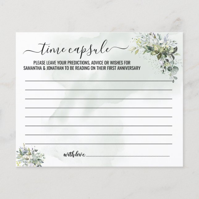 Eucalyptus Time capsule advice bilingual card (Front)