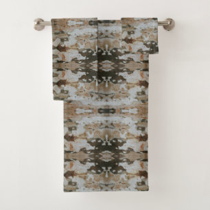 Eucalyptus Tree Bark Photo Closeup With Pattern Bath Towel Set