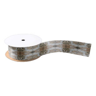 Eucalyptus Tree Bark Photo Closeup With Pattern Satin Ribbon