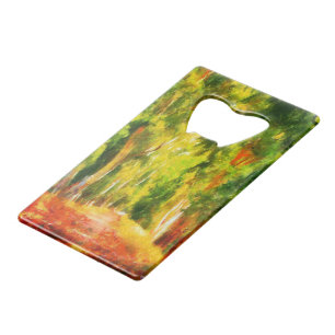 Eucalyptus Tree Lined Avenue Pointillism Art Credit Card Bottle Opener