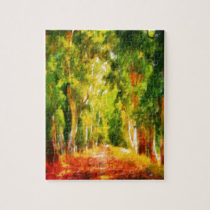 Eucalyptus Tree Lined Avenue Pointillism Art Jigsaw Puzzle