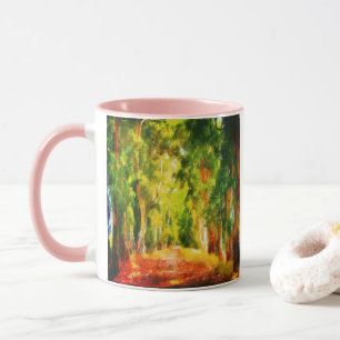 Eucalyptus Tree Lined Avenue Pointillism Art Mug