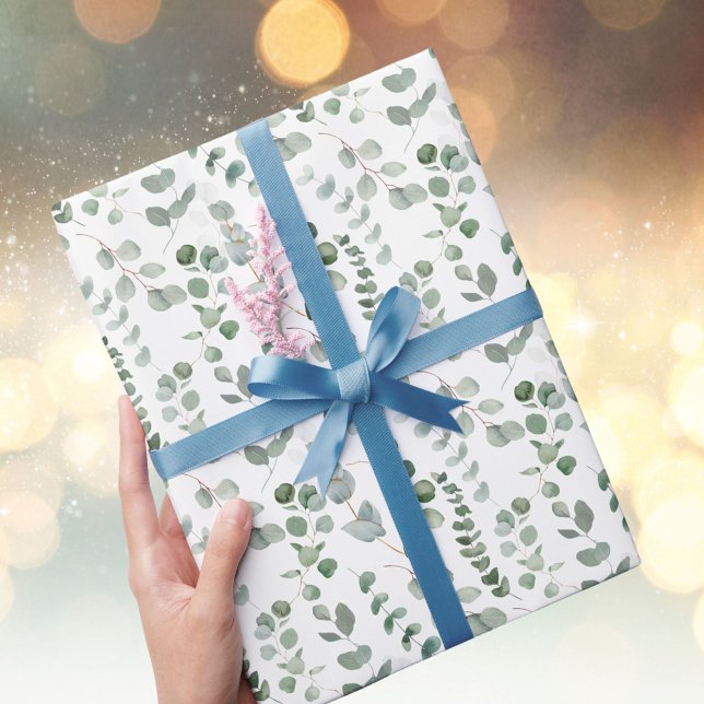 Eucalyptus Tropical Green Leaves Pattern Wrapping Paper (In situ)