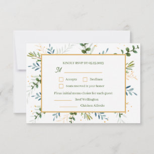 Eucalyptus Two 2 meal choice wedding  RSVP Card