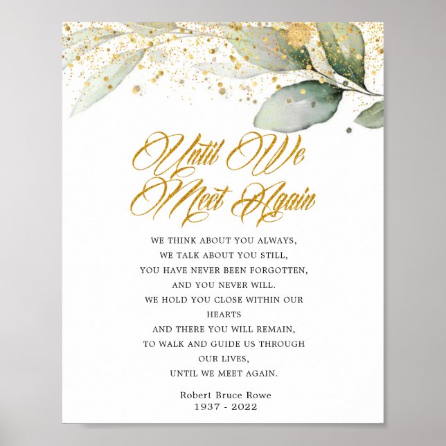 Eucalyptus Until We Meet Again Funeral Poem Sign (Front)