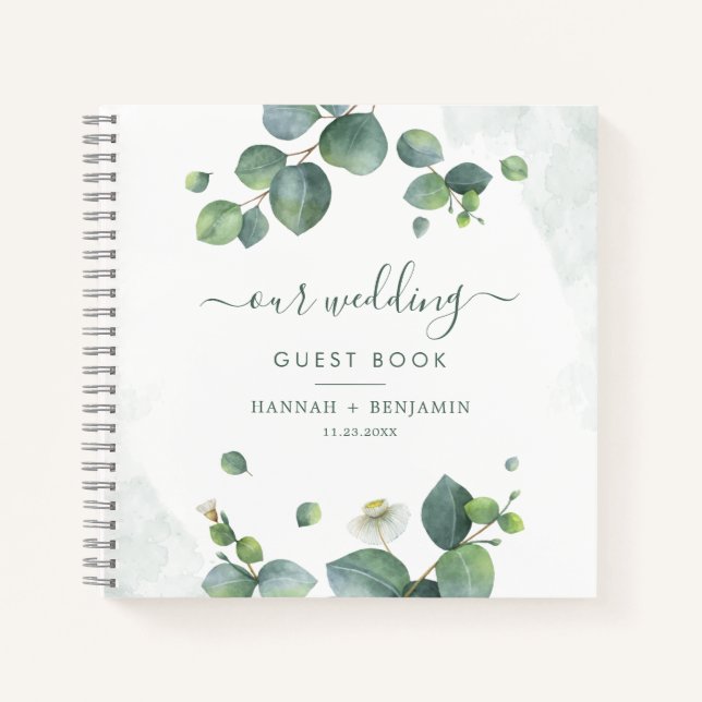 Eucalyptus Verdure Aquarelle Mariage Livre d'or (Devant)