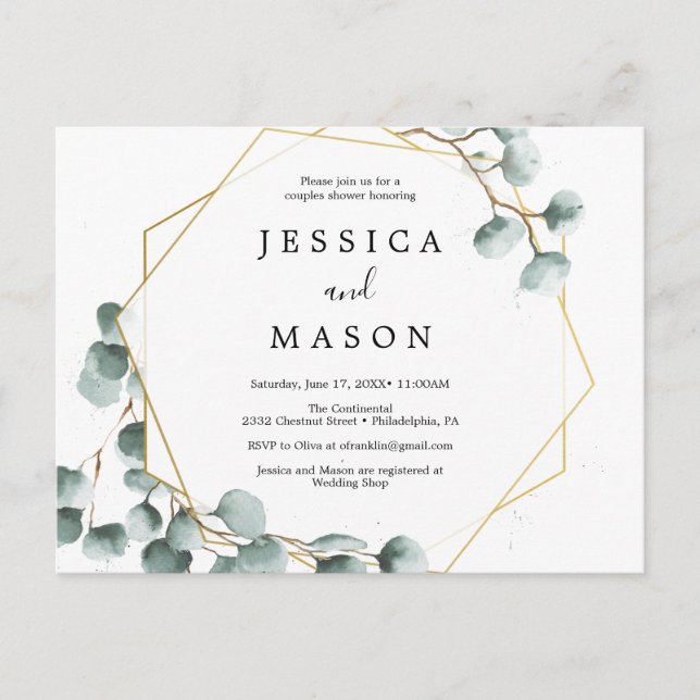 Eucalyptus Verdure Couples Douche Invitation (Devant)