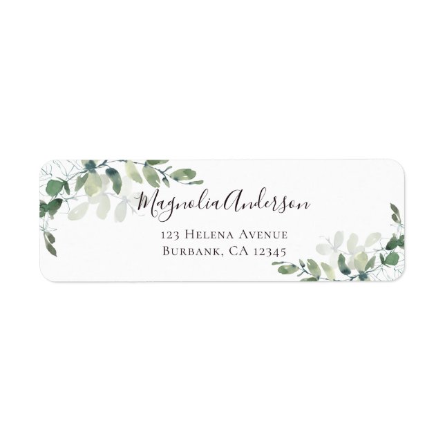 Eucalyptus Verdure Élégant Étiquette de mariage (Devant)