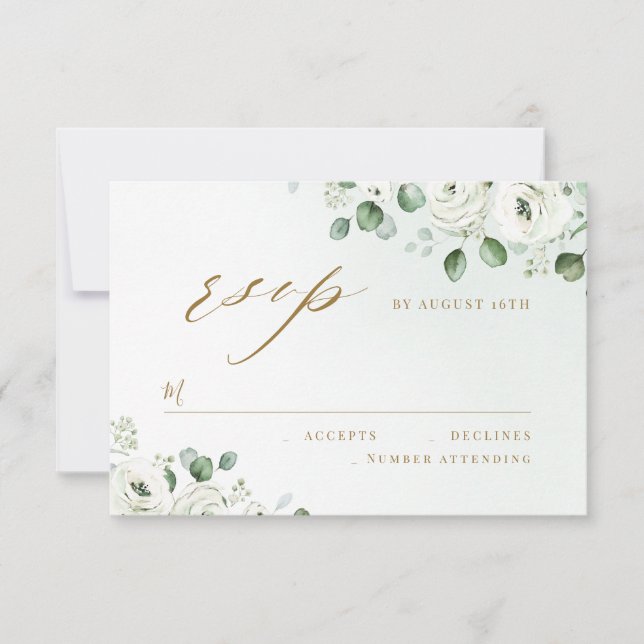 Eucalyptus verdure fleurie mariage rustique RSVP (Devant)