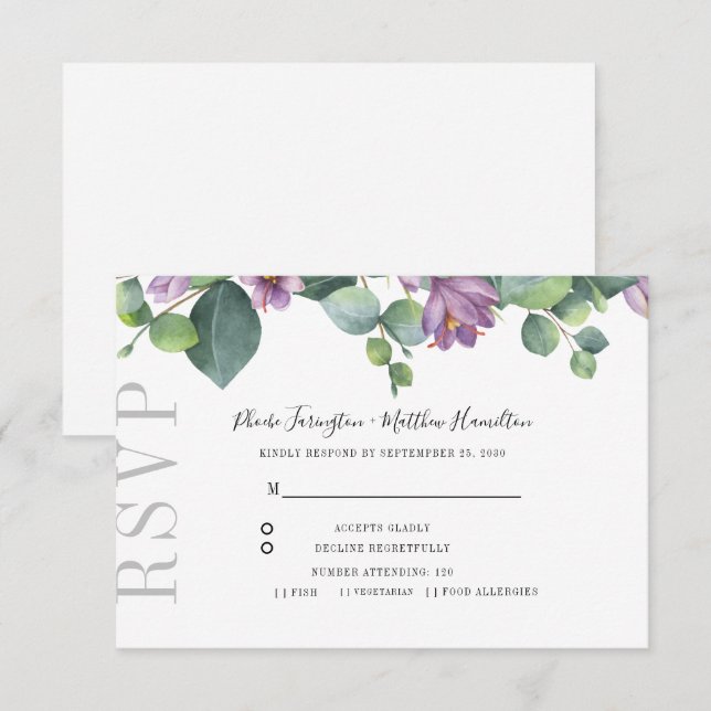 Eucalyptus Verdure Mariage botanique RSVP (Devant / Derrière)