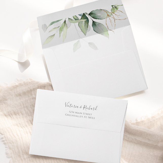 Eucalyptus Verdure Or Feuilles Élégante Enveloppe (Créateur téléchargé)