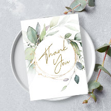 Eucalyptus vert Carte de remerciements plié