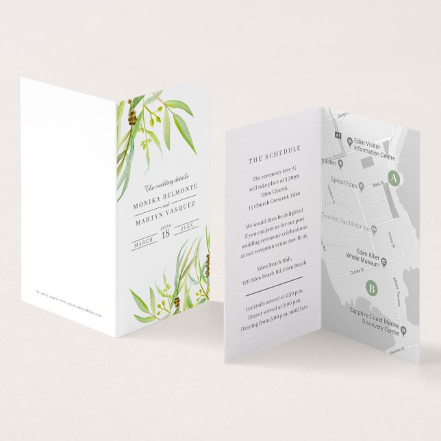 Eucalyptus vert mariage détails calendrier plan (Inside and Outside)