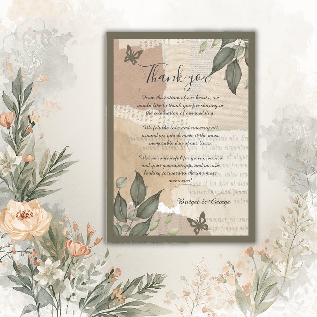 eucalyptus vintage boho greenery wedding thank you card (Creator Uploaded)