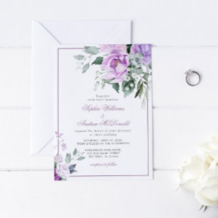 Eucalyptus Violet Fleurs Faire-part de mariage