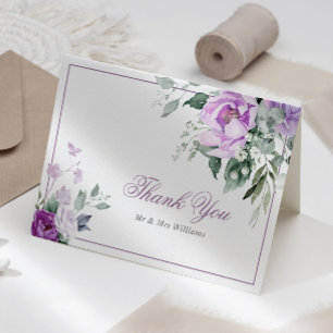 Eucalyptus Violet Fleurs Mariage Carte de remercie