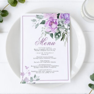 Eucalyptus Violet Fleurs Mariage Menu 5x7