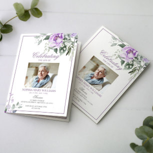 Eucalyptus Violet Photo Memorial Funeral Programs
