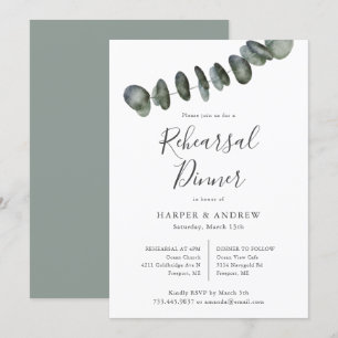 Eucalyptus Watercolor Botanical Rehearsal Dinner Invitation
