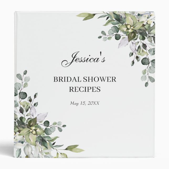 Eucalyptus Watercolor Bridal Recette 3 Classeur (Devant)