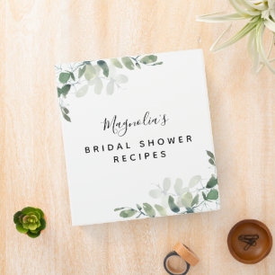 Eucalyptus Watercolor Bridal Shower Recipes Binder