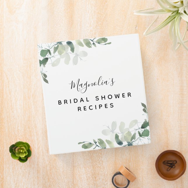 Eucalyptus Watercolor Bridal Shower Recipes Binder (In Situ)