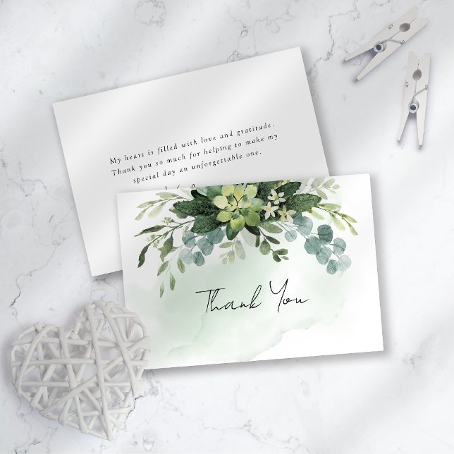 Eucalyptus Watercolor Chic Bridal Shower Thank You Card (Creator Uploaded)