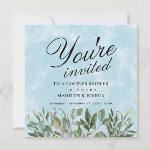 Eucalyptus Watercolor Couples Shower Invitation