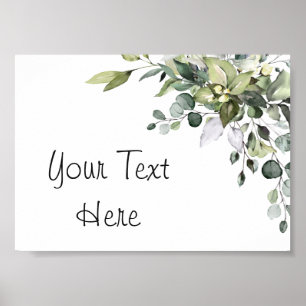 Eucalyptus Watercolor Custom Text Poster