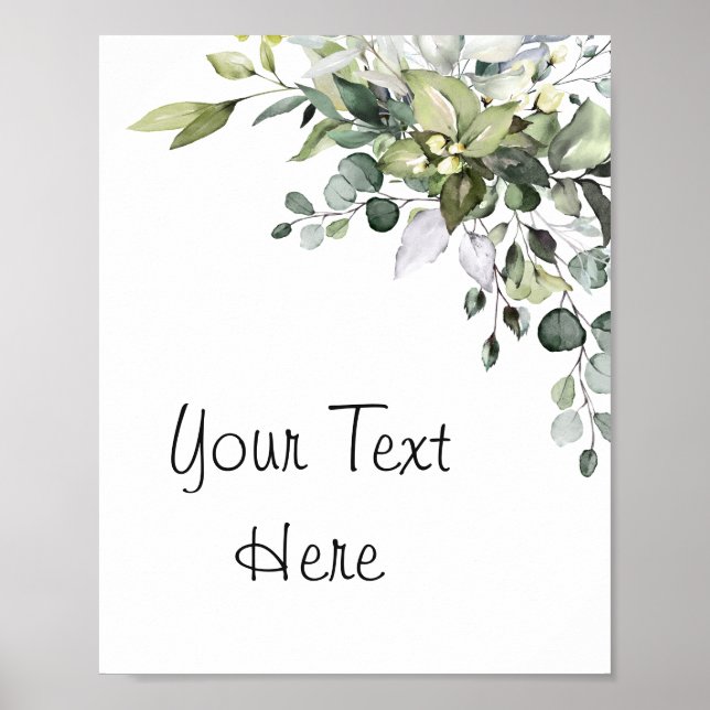 Eucalyptus Watercolor Custom Text Poster (Front)