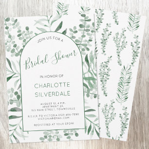 Eucalyptus Watercolor Elegant Bridal Shower Invitation
