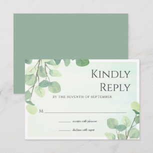 Eucalyptus Watercolor Floral Wedding RSVP Card