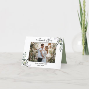 Eucalyptus Watercolor Folding PHOTO Thank You Card